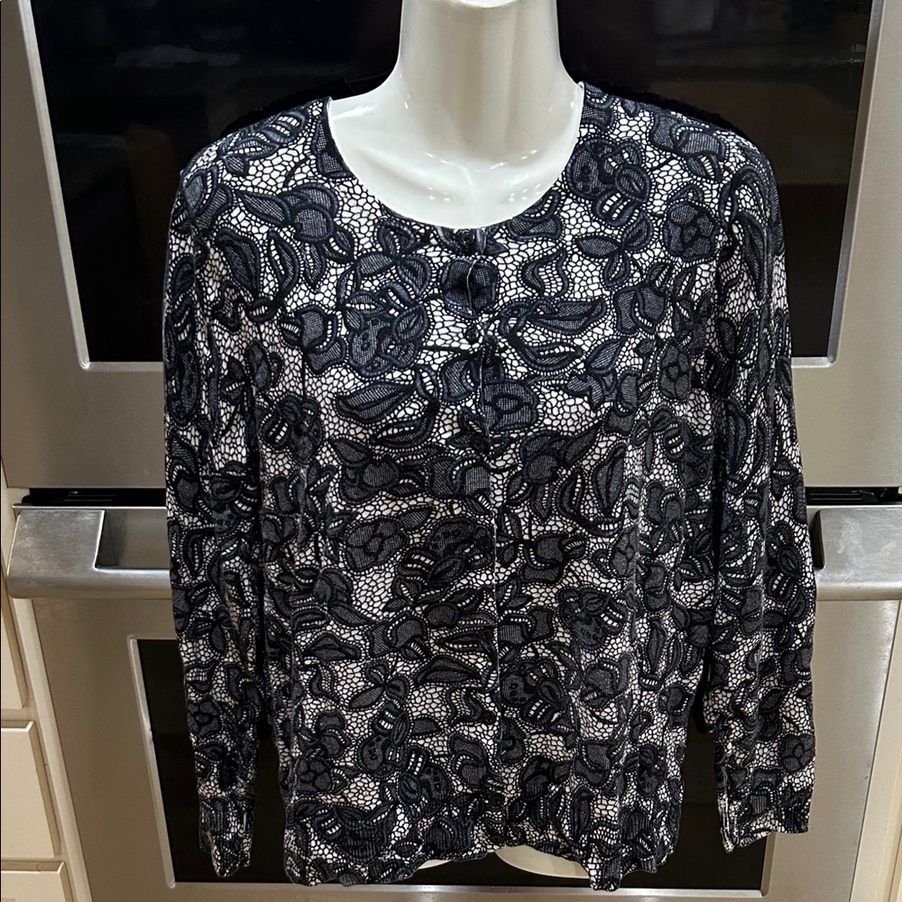 Croft & Barrow Black and White Lace Sweater